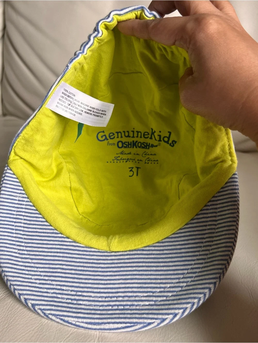 Genuine Kids by OshKosh Striped Cadet Cap - Blue & White 3T NWT!